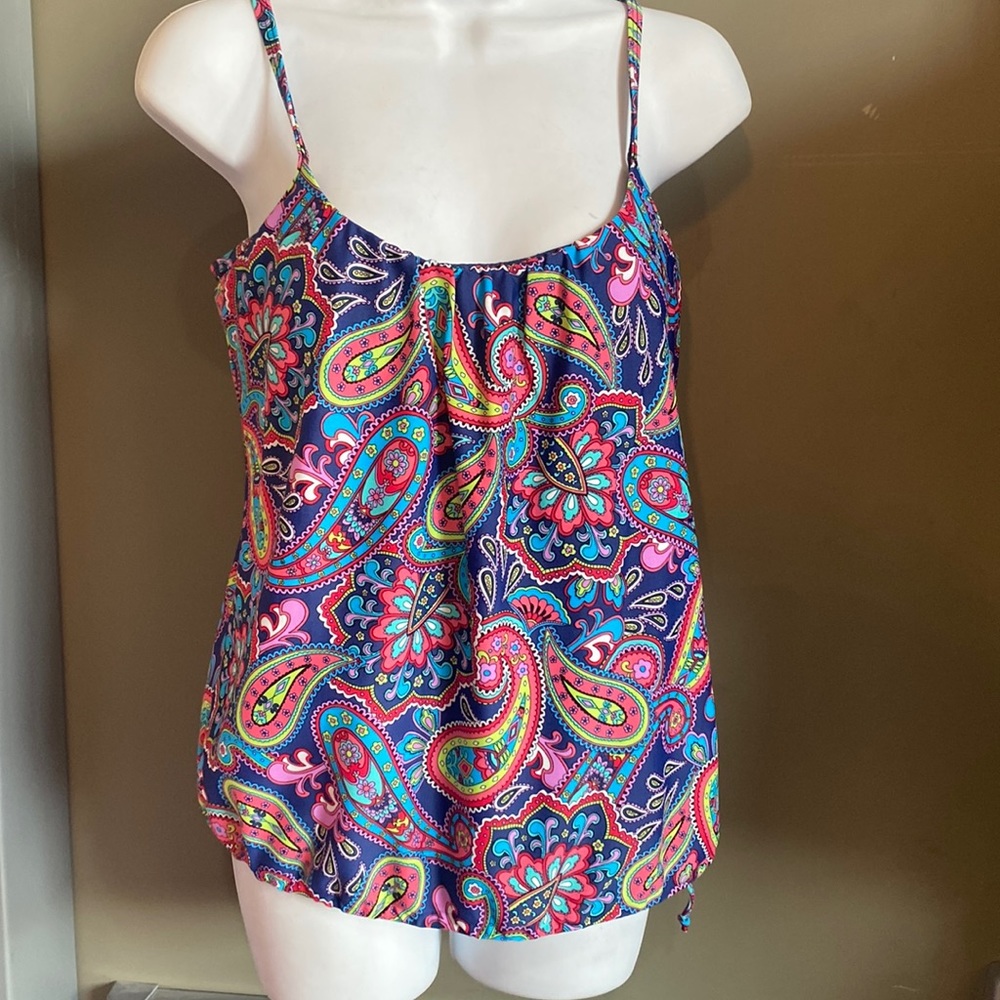 24th & Ocean Paisley Tankini Top Swimsuit Separates Small new